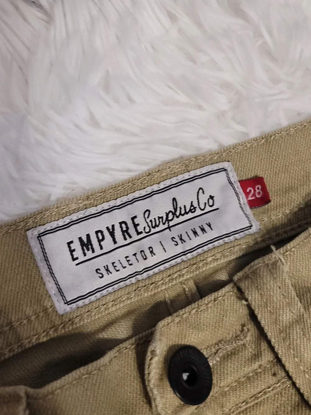 Empyre Surplus Co Skeletor Skinny Jeans in Khaki Tan Wize 28